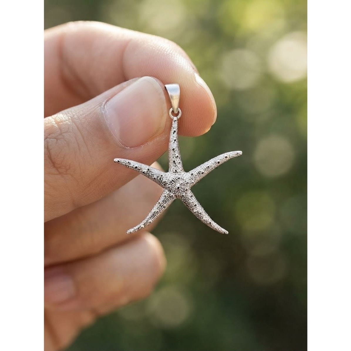 Women's 925 Sterling Silver Large Heavy Sea Star Fish Pendant
