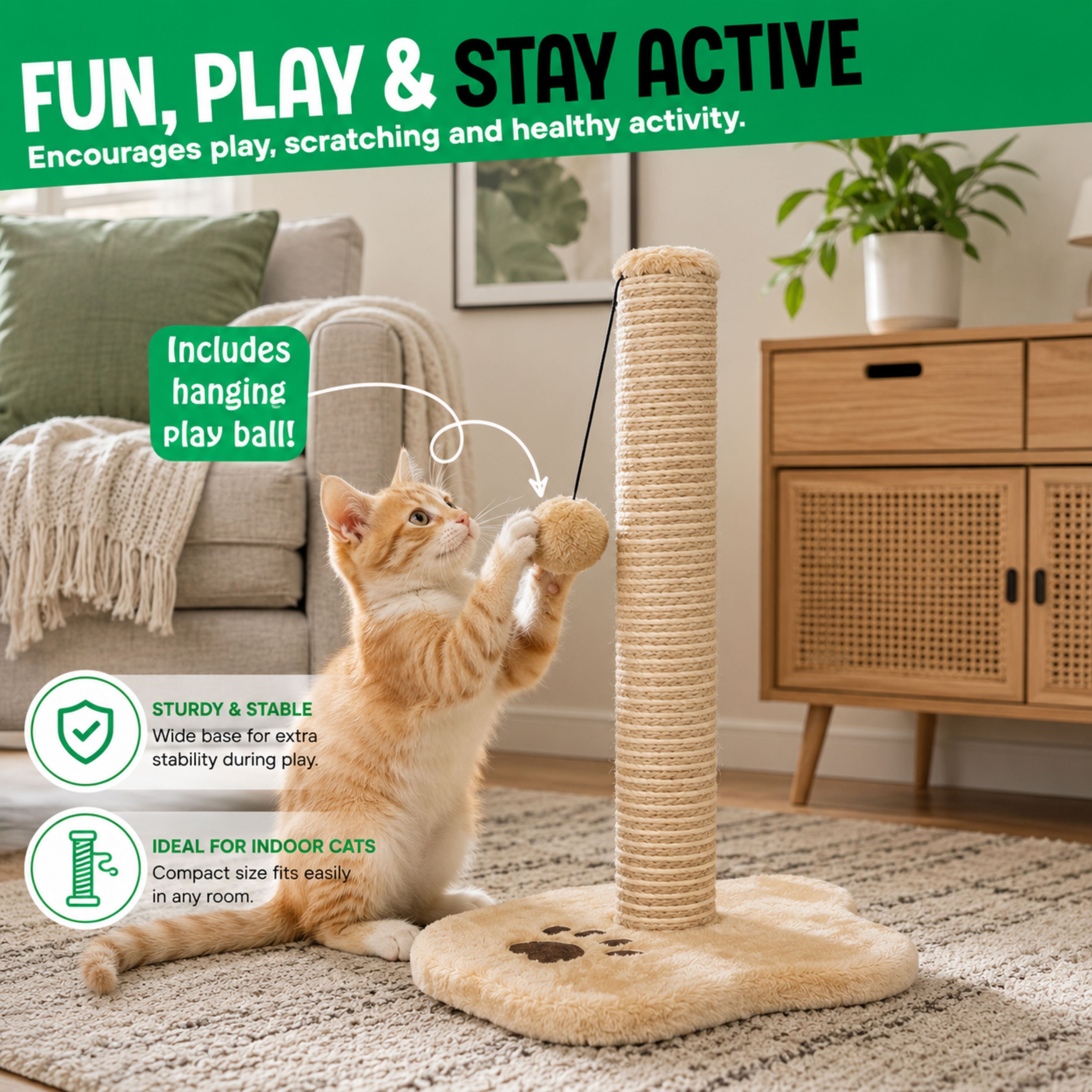 Duchessway Cat Scratching Post with Paw Shaped Base