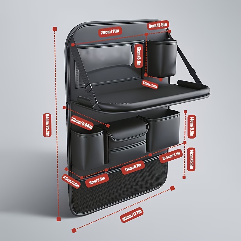 Multi-Functional PU Leather Car Seat Back Storage Box