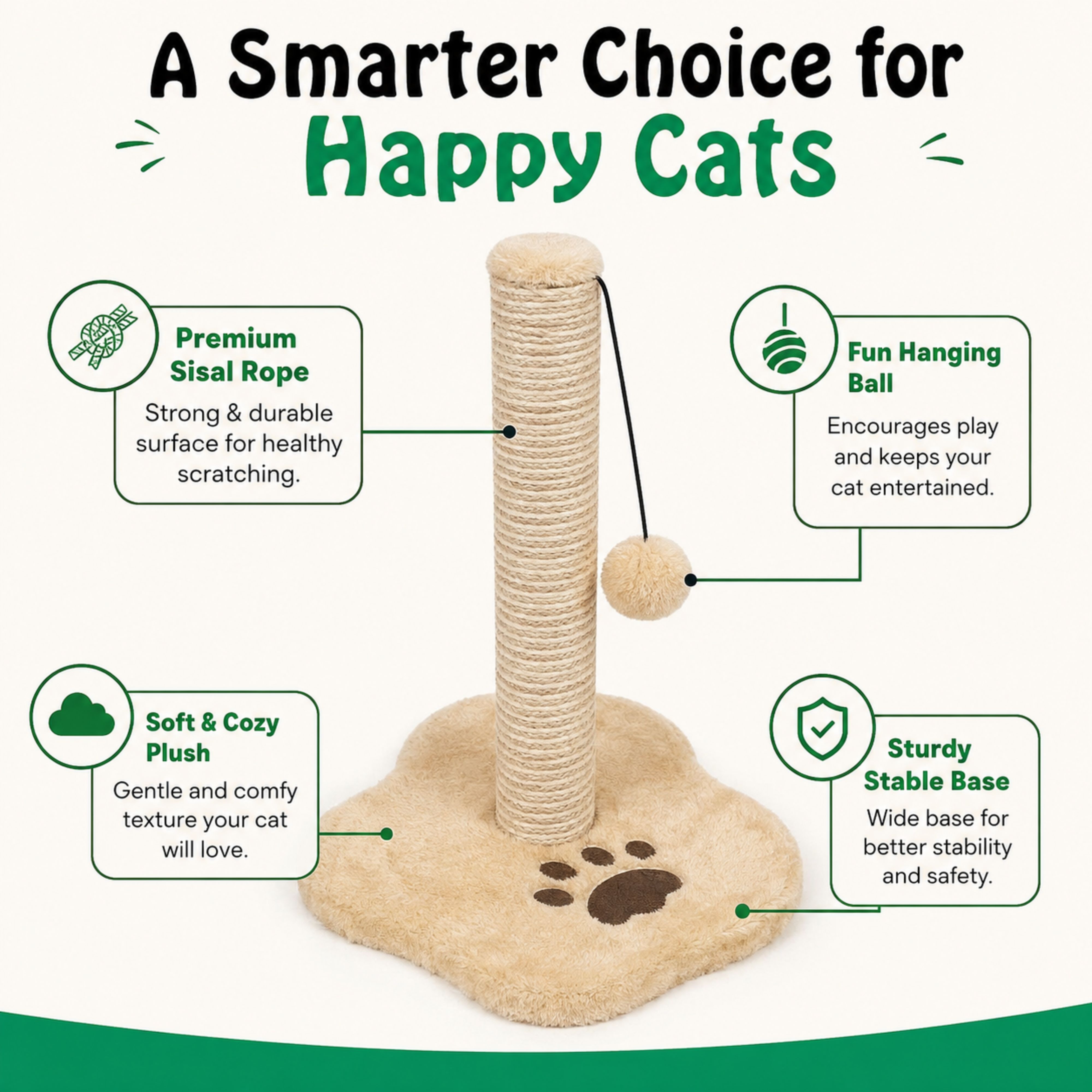 Duchessway Cat Scratching Post with Paw Shaped Base