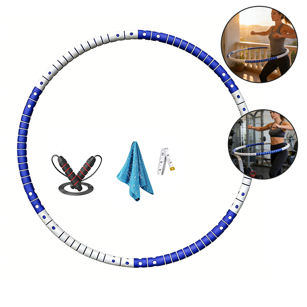 Image of 8-part, Removable Foam Fitness Ring For Fitness With Jump Rope, Towel, And Measuring Tape For Adult