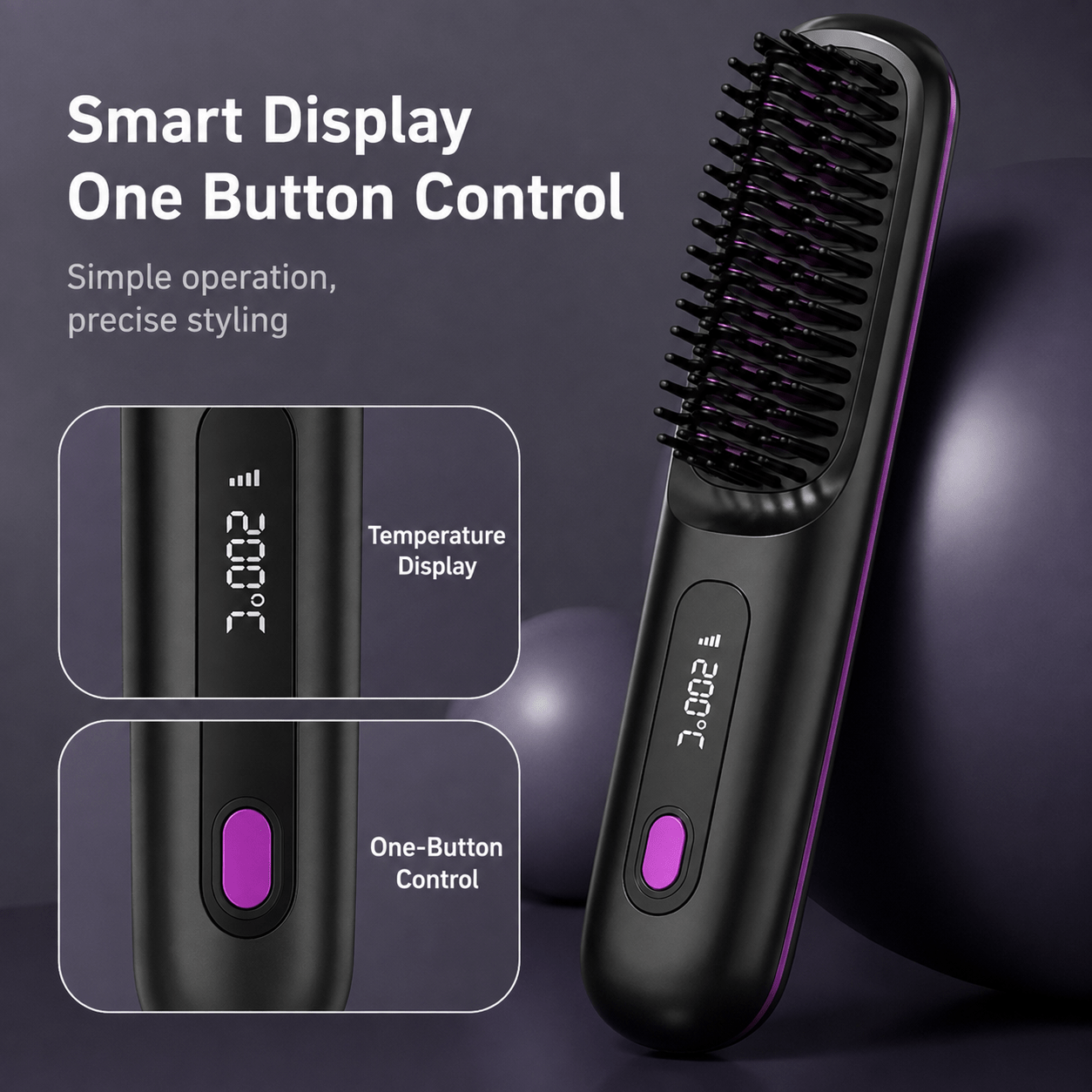 TEMU Local Warehouse, Wireless Hair Straightener Brush, Fast Heating, Portable & Lightweight Design, Hot Comb Straightener For Women, Type-c Charging