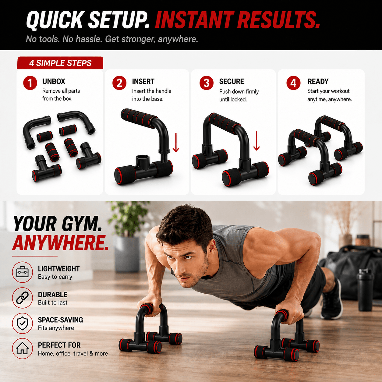 Push Up Bars for Abdominal & Chest Muscle Training