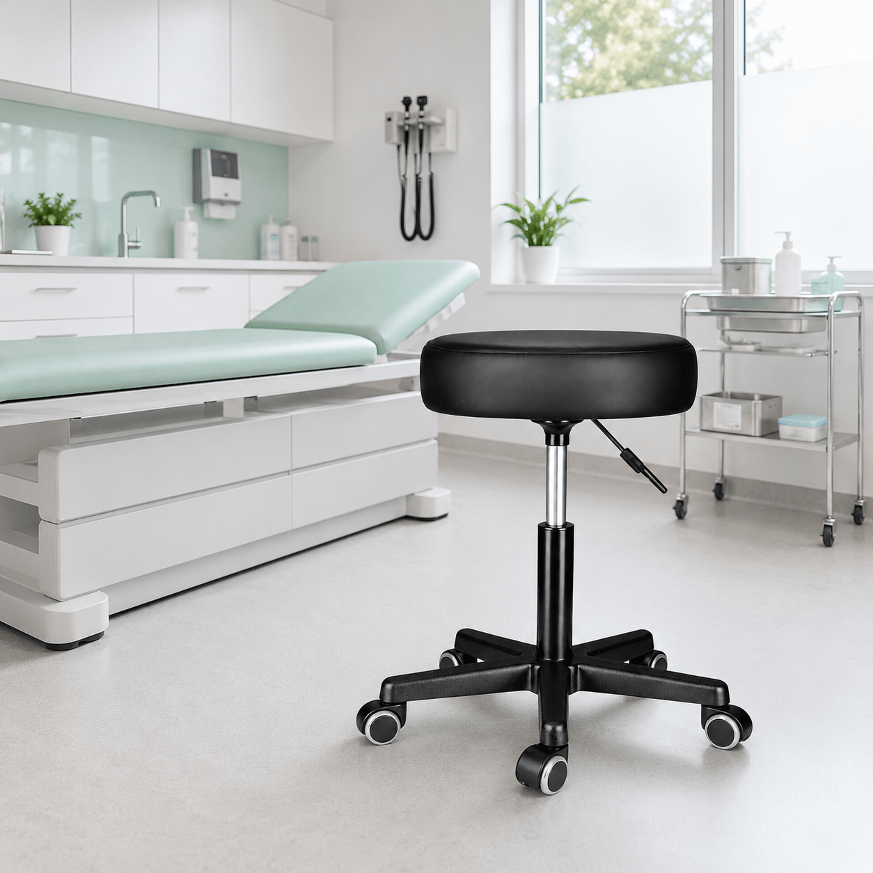 Image of Cosmetic Stool With Wheels, Hairdressing Stool & Practice Stool, Height Adjustable, , 35 Cm Seat, Up To 130 Kg, Black – Multiple Set Sizes