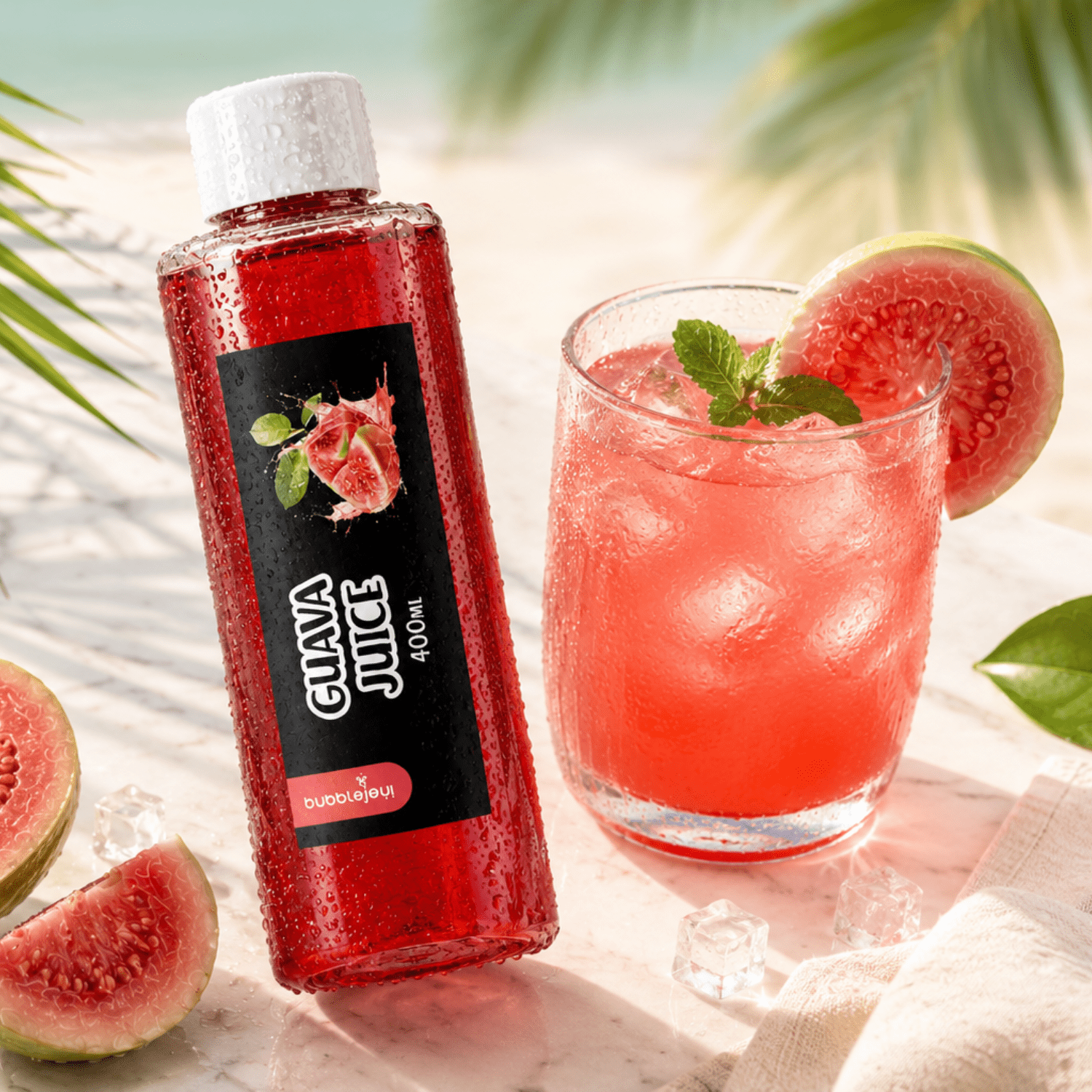 Image of Bubble Tea Syrup Guava 400ml - Fruit Syrup Concentrate For Bubble Tea, Beverages, Coffee, And S