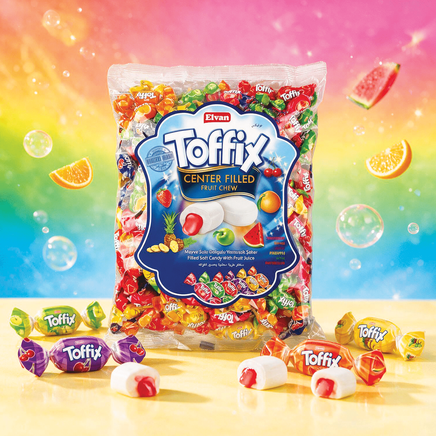 Image of 900g Toffix Center Filled Fruit Chew - Filled Soft Candy With Fruit Juice