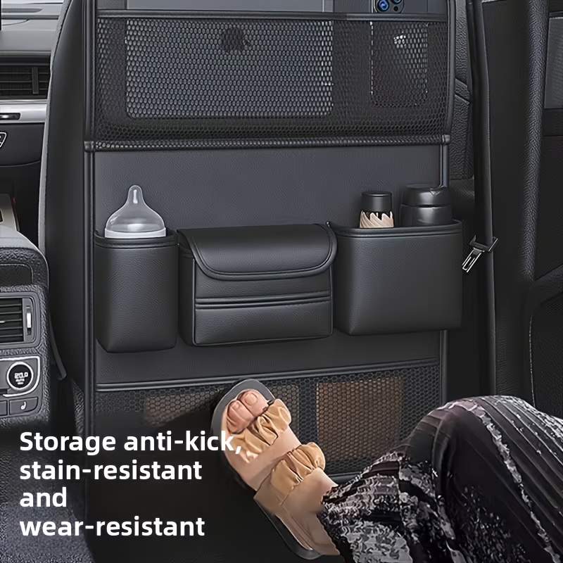 Multi-Functional PU Leather Car Seat Back Storage Box