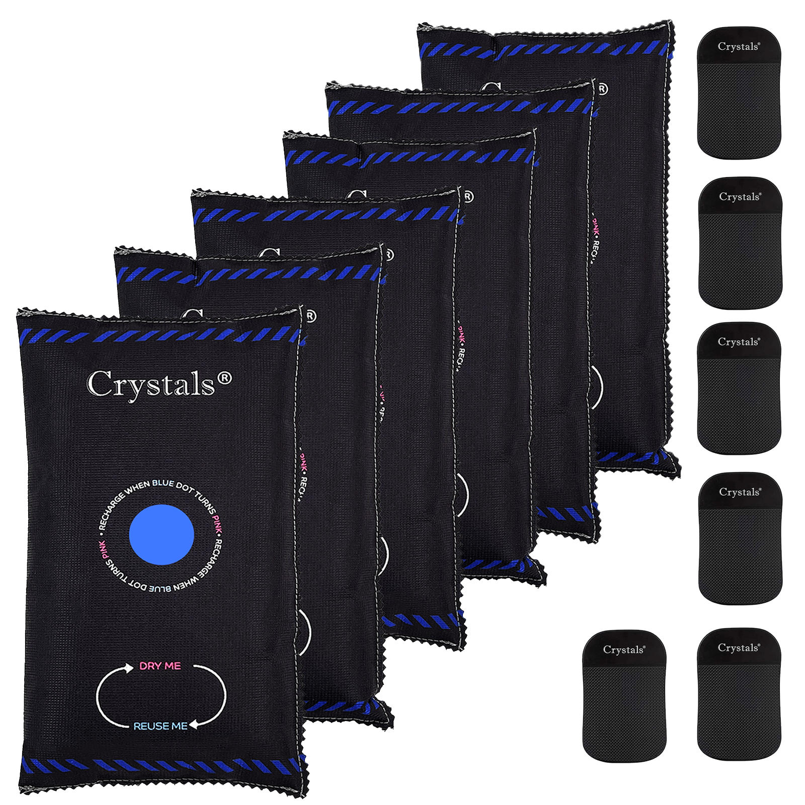 TEMU Pack Of 6 X 1kg Reusable Car Dehumidifier, Home Moisture Absorber Bag With Anti Slip Pads, Moisture Condensation Absorber Keeps Windscreen Clear