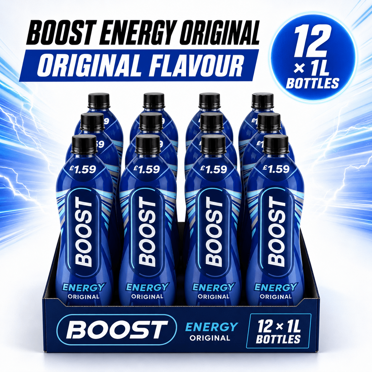 TEMU Boost Energy Original Pack Of 12 X 1 Liter