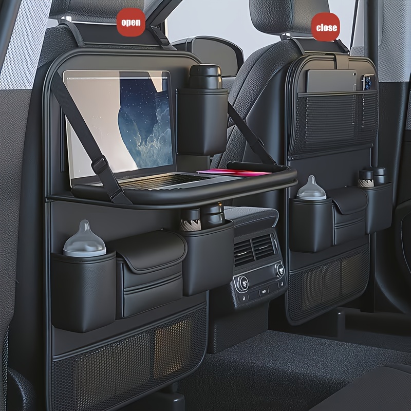Multi-Functional PU Leather Car Seat Back Storage Box