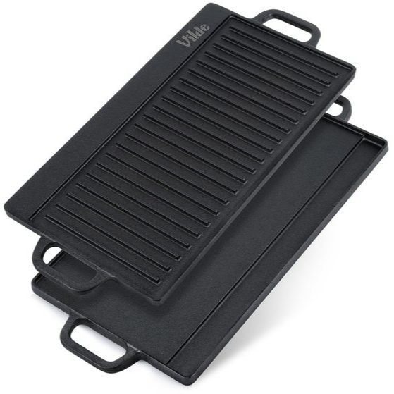 TEMU Cast Iron Double-sided Grill Plate Cast Line 50.5x23.5 Cm - Baking Sheet - Oven Plate - Grill Pan - Grill - Pan - Steak Pan