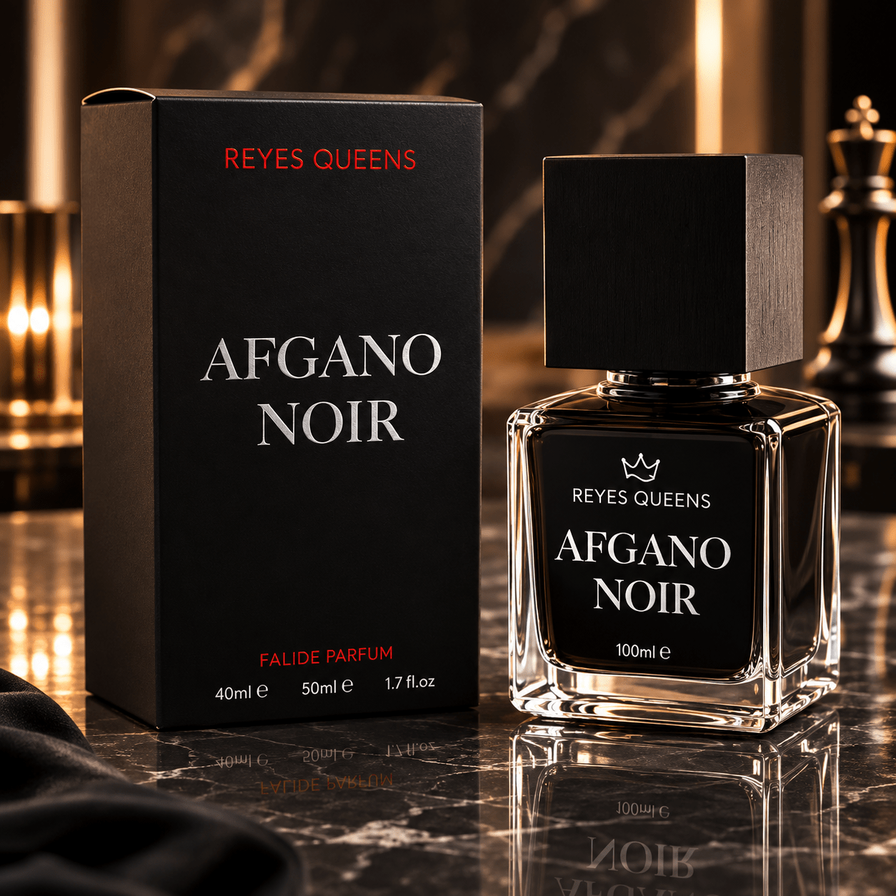 Image of Everlyx - Afgano Noir Pour Homme Queens. , Eau De Parfum From The Oriental Family With Notes Of Dark Wood, , Warm Spices, And An Elegant Smoky Base, 50ml.