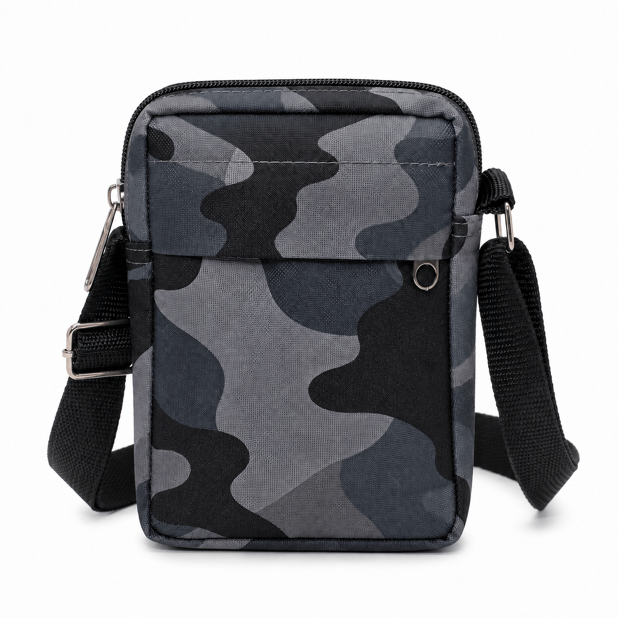 Image of Shoulder Bag Crossbody Bag Canvas Camouflage For Women Men, Small Messenger Bag With 3 Compartments, 3 Colors: Blue, Khaki, Gray