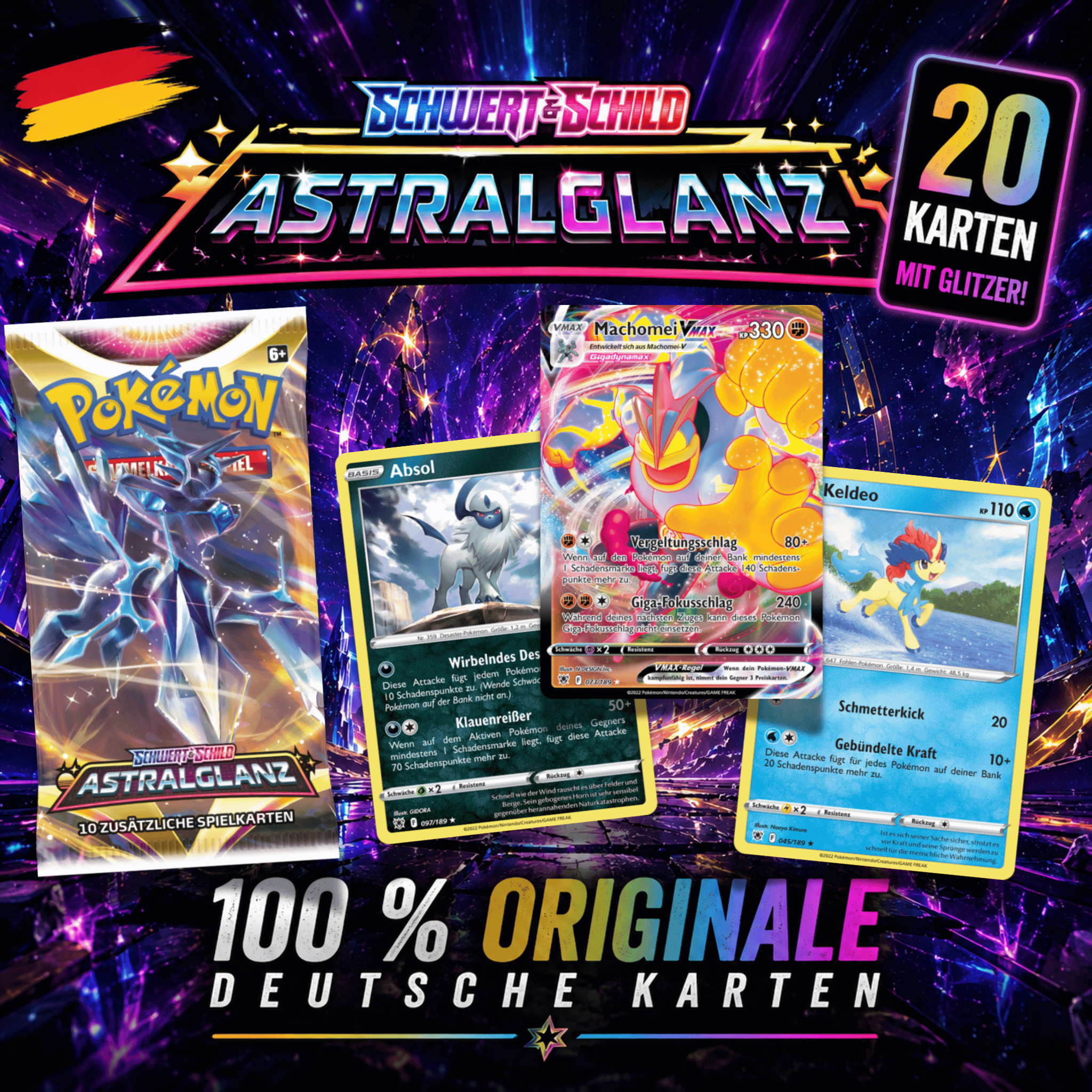 Pokémon Radiance – Card Pack (20 Cards) – German – . Card