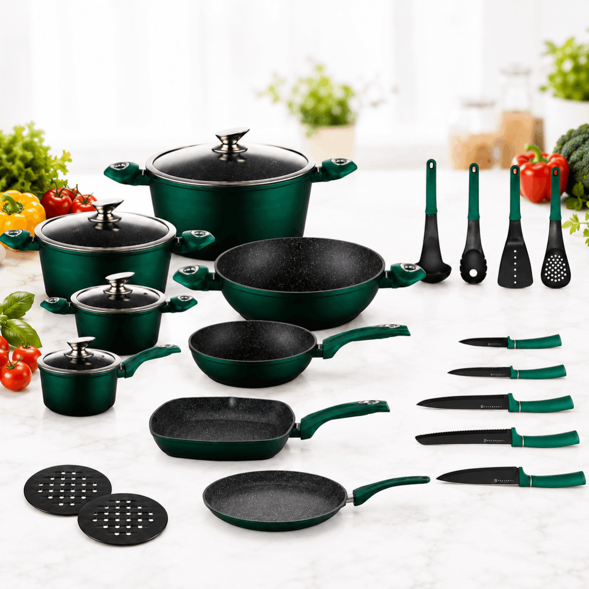 Image of Edenberg 23-piece Cookware Set, , Pot With Lid, Pans, Kitchen Utensils, Multi-piece Set, For Induction Cooktops, With Lid, For All Stovetypes Eb5602