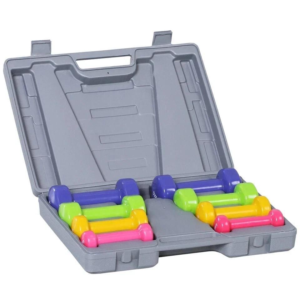 TEMU 6kg Neoprene Hex Dumbbell Set With Carry Stand, 3 Pairs Of Colour-coded Hand Weights With Non-slip Grip For Home Gym, Strength Training,