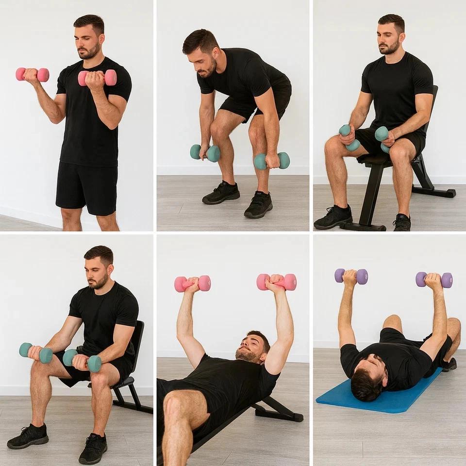 9kg Neoprene Hex Dumbbell Set with Carry Stand, 3 Pairs