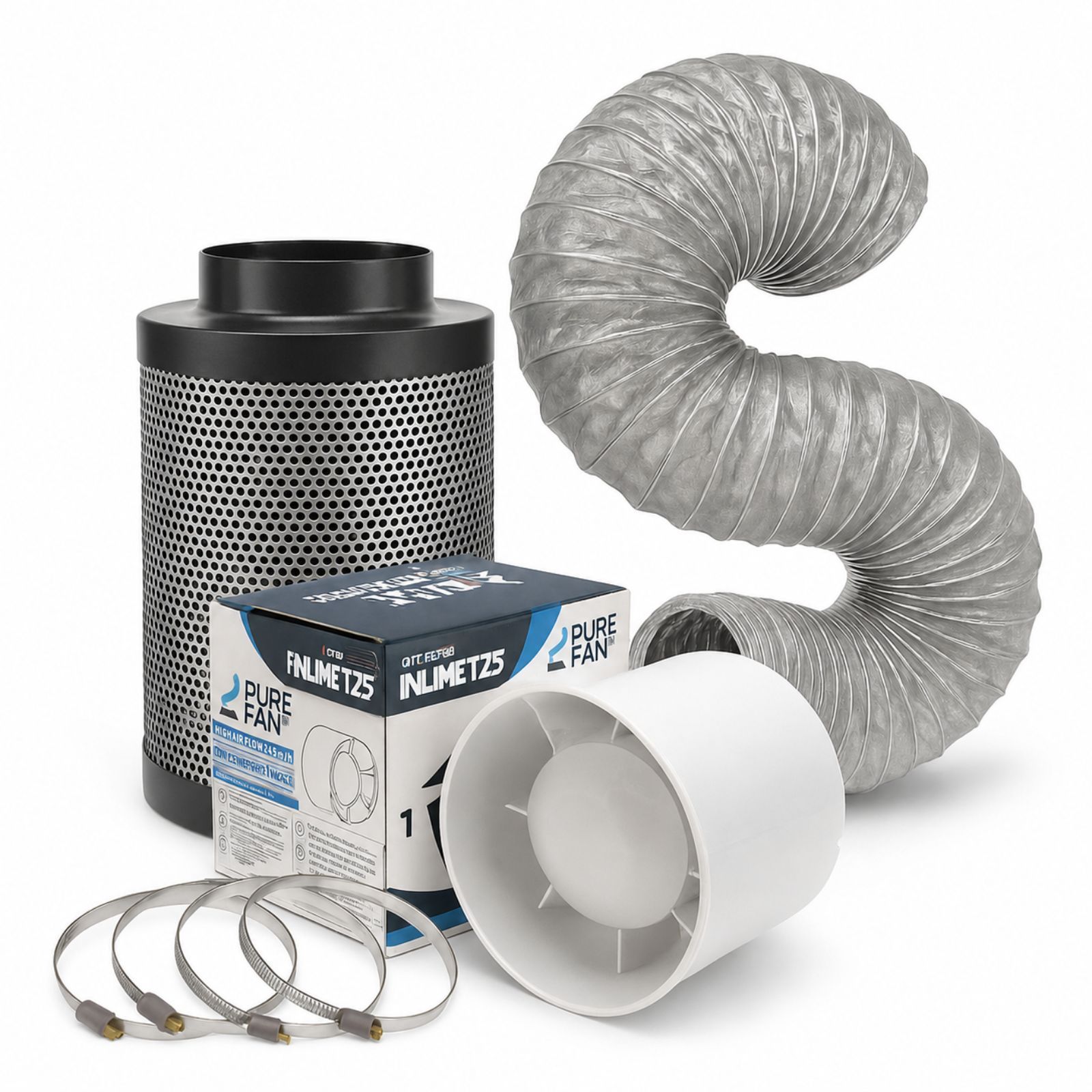 Grow Exhaust Set Eco Ventilation Set - Grow Indoor Activated Carbon Filter Pipe Fan Grow Box Ventilation System