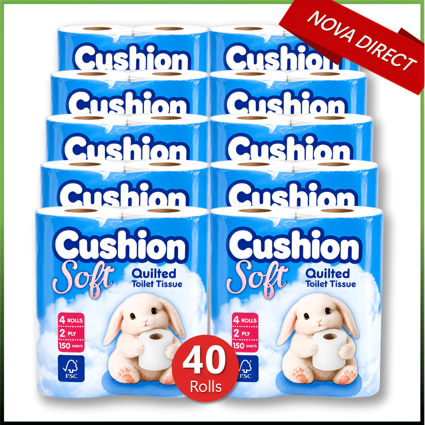 TEMU Quilted Toilet Tissue Embossed 2-ply Toilet Paper Strong, Unscented, Bulk Pack 40