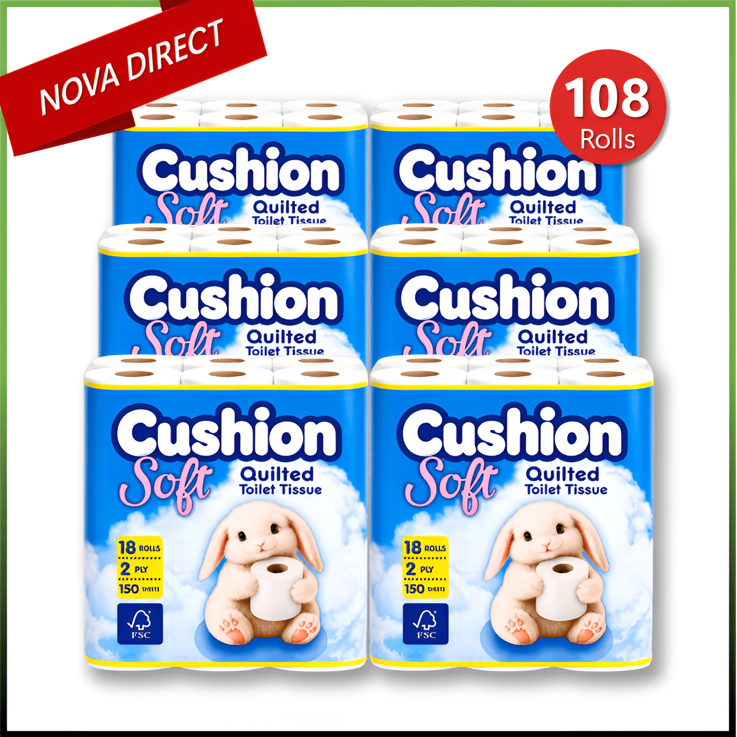 TEMU Toilet Tissue 108 Rolls Quilted. Embossed 2-ply Toilet Paper. Strong, Unscented, . Bulk Pack