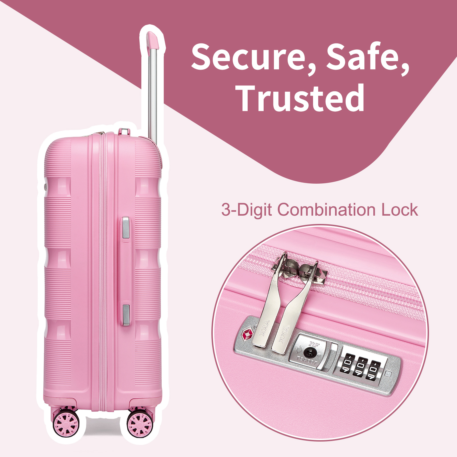KONO 28-Inch Large Capacity Hard Shell Check-In Suitcase
