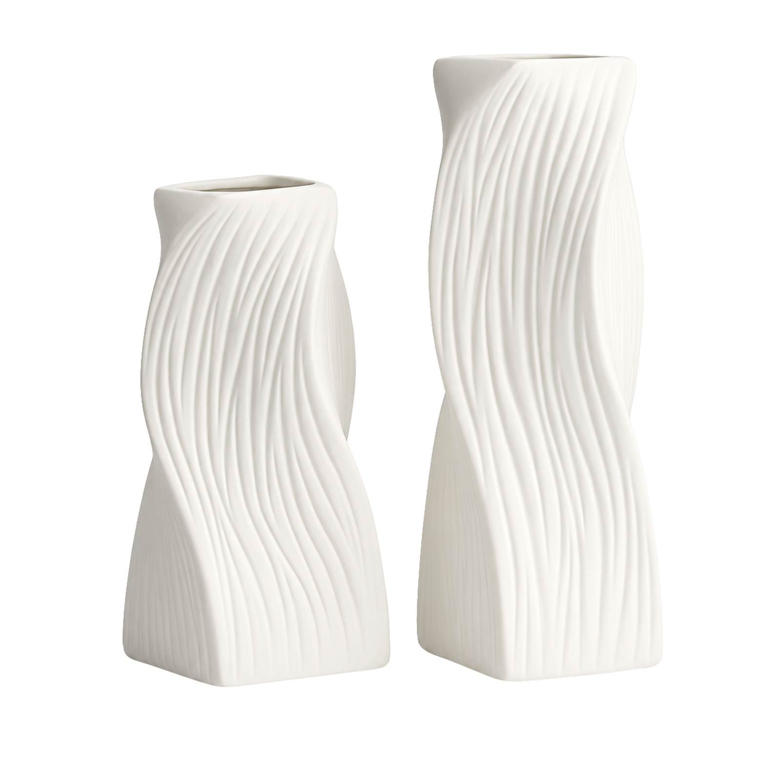 TEMU 2pcs Set Modern Bohemian Minimalist Vases - Curved Ripple Design, Ideal For Home Decor, Exhibition , Hotels - Decorative And Functional Flower