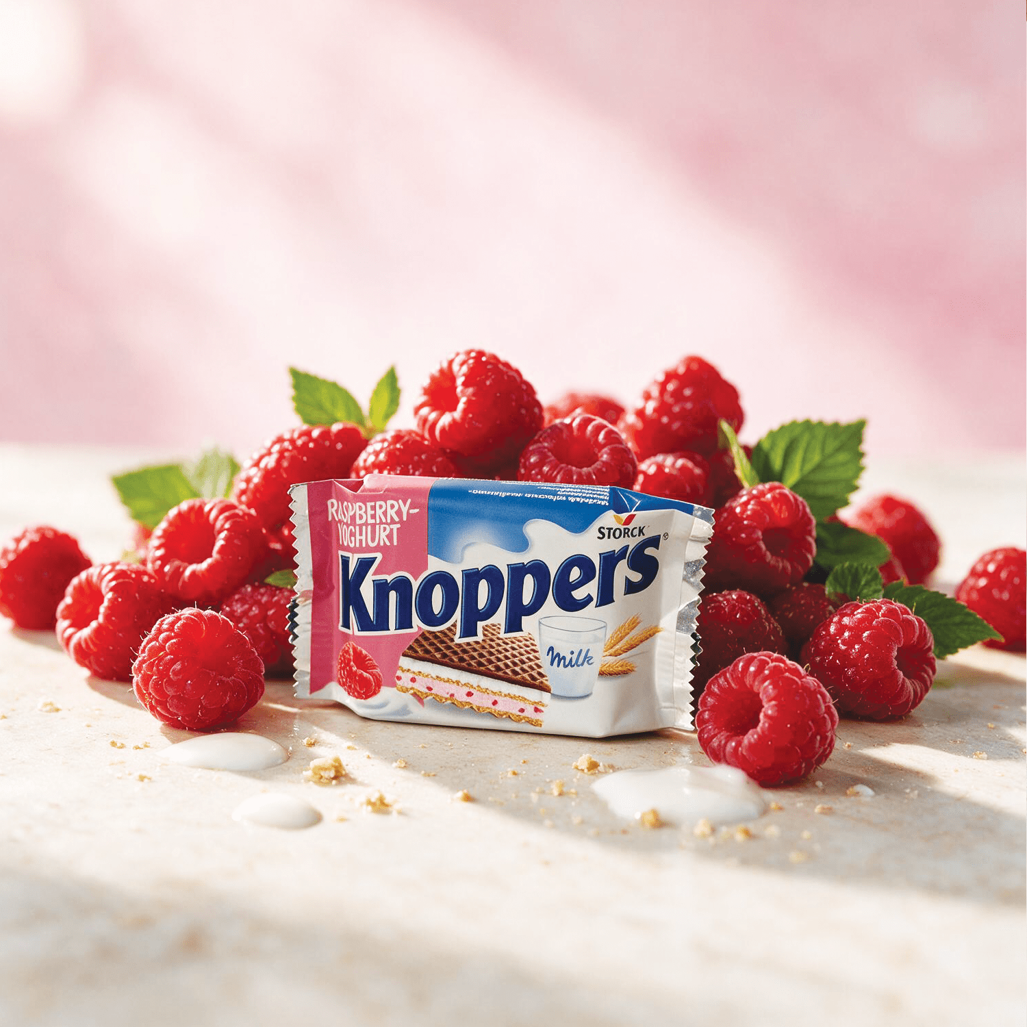 Image of 6er Pack Limited Edition - Knoppers Raspberry & Yoghurt - Waffle Slices With Raspberry & Yoghurt Cream, Counter Display With 6x25g