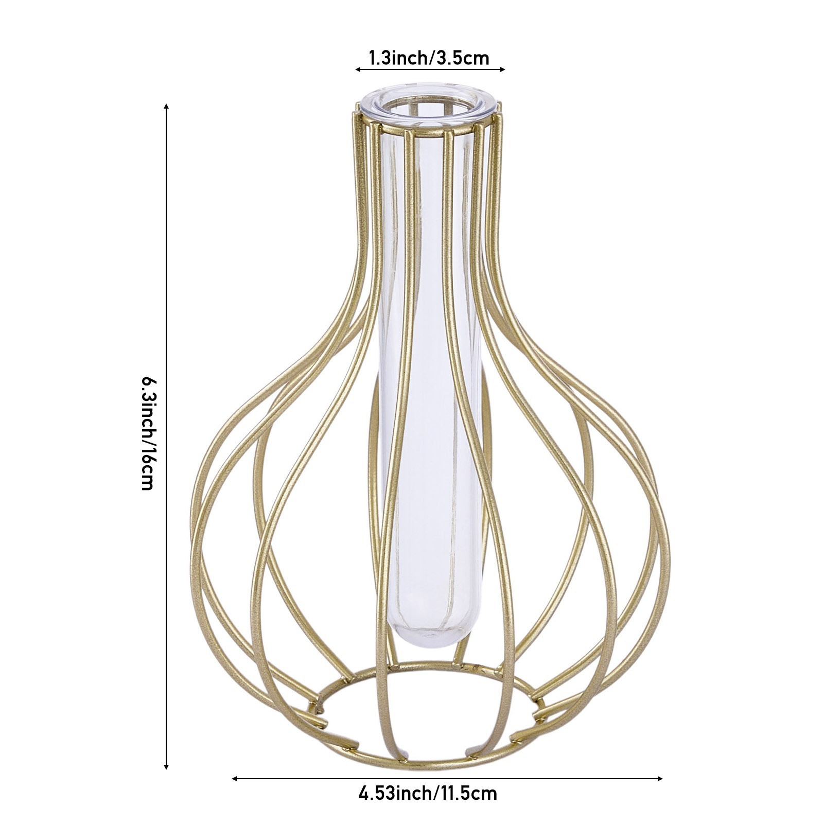 Iron Wire Hydroponic Floral Vases with Acrylic Tube