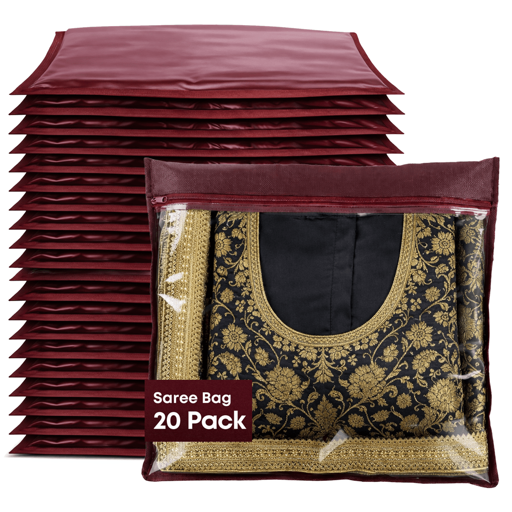 TEMU Storage Bags 20 Pack – Clear Zip Organisers Red