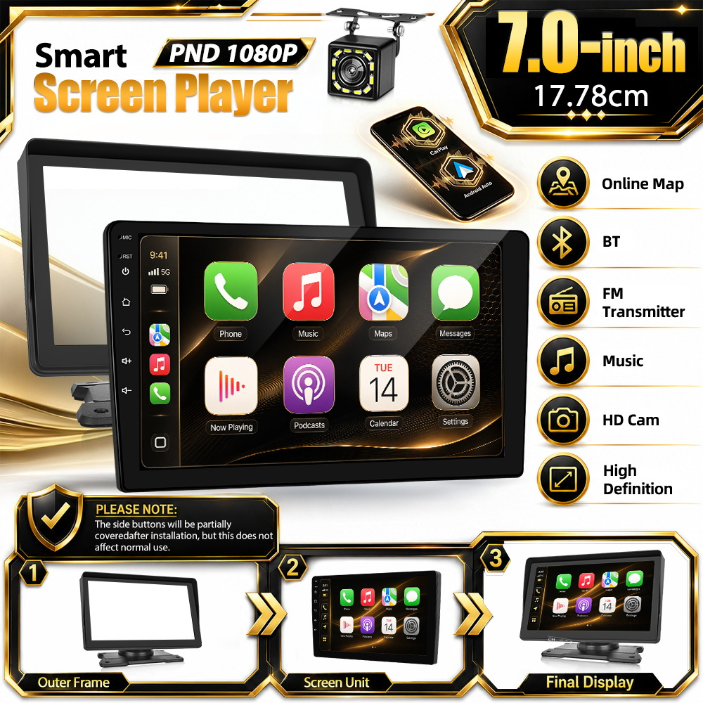 Image of 7-inch Portable Screen Car Dashcam, Dash Cam With & Auto, , Fm, Bluetooth, Usb, Support 12 Led Camera (optional) For Thanksgiving Gifts