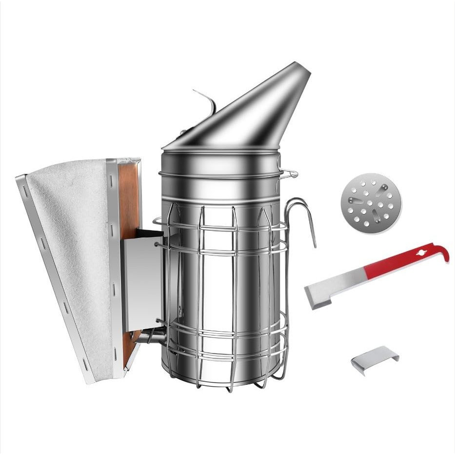 TEMU 1pc, Stainless Steel Beekeeping With Heat Bellows Beekeeping Beekeeper Equipment Smokers Agriculture Bee Keeping Supplies Apiculture Tools