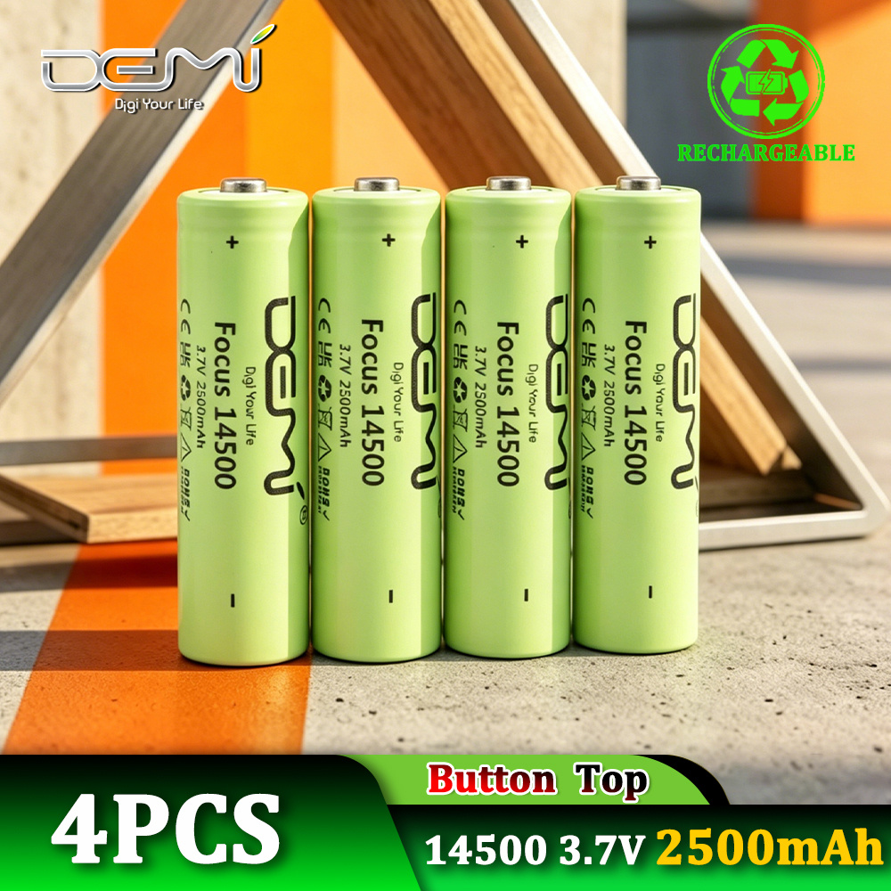 TEMU 14500 2pcs 4cps Rechargeable Batteries Lithium Battery 3.7v Flat X 50mm
