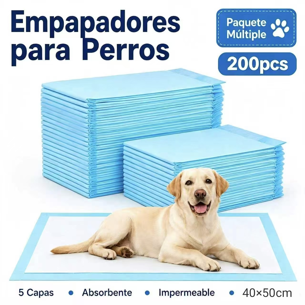 TEMU 200 Empapadores para Perros, Almohadillas de Adiestramiento Ultra Absorbentes de 5 Capas, con Base Impermeable, para Cachorros y Perros Adultos,