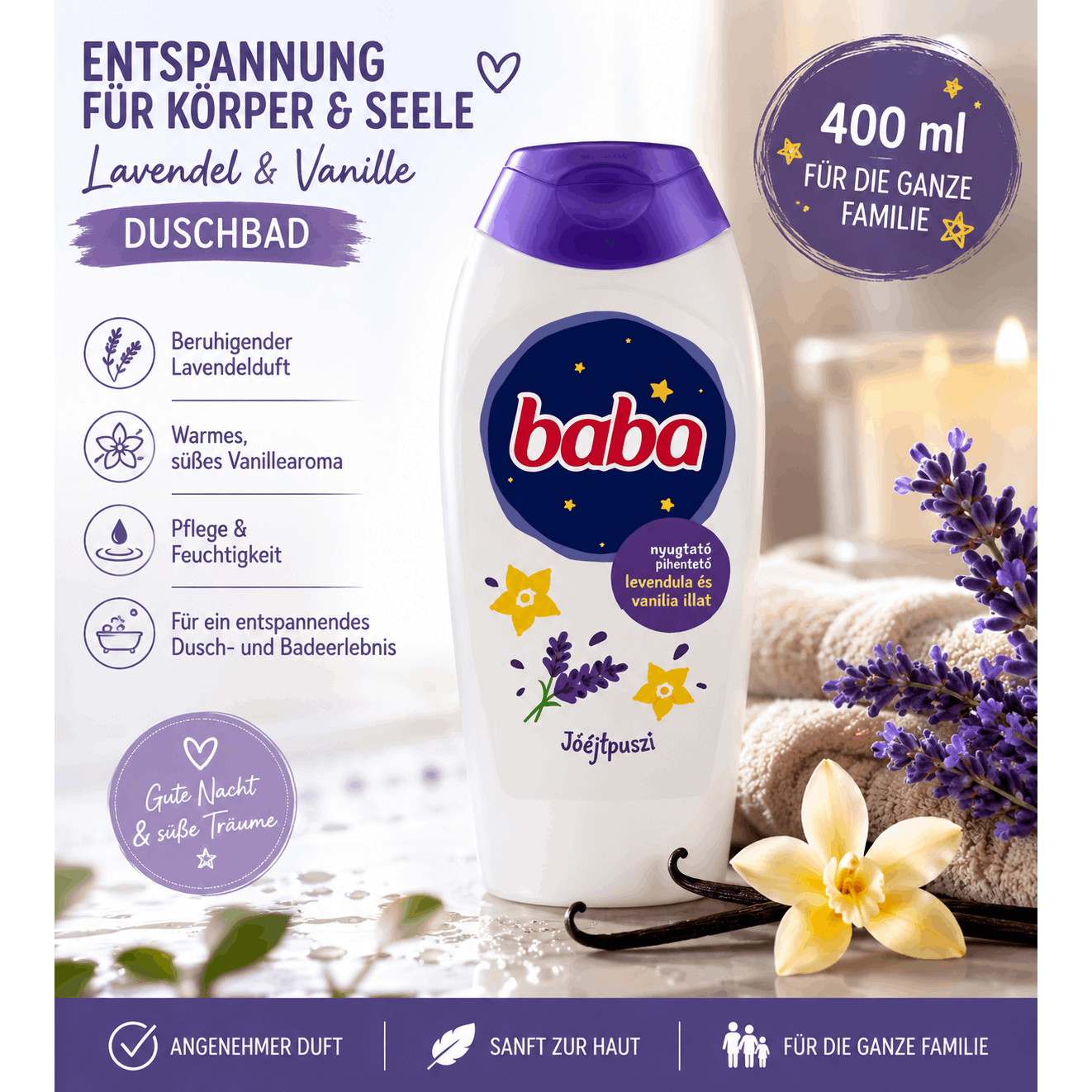 Dad's Lavender & Vanilla 400 Ml - Nourishing Shower Gel & Bath Additive With A Pleasant Scent