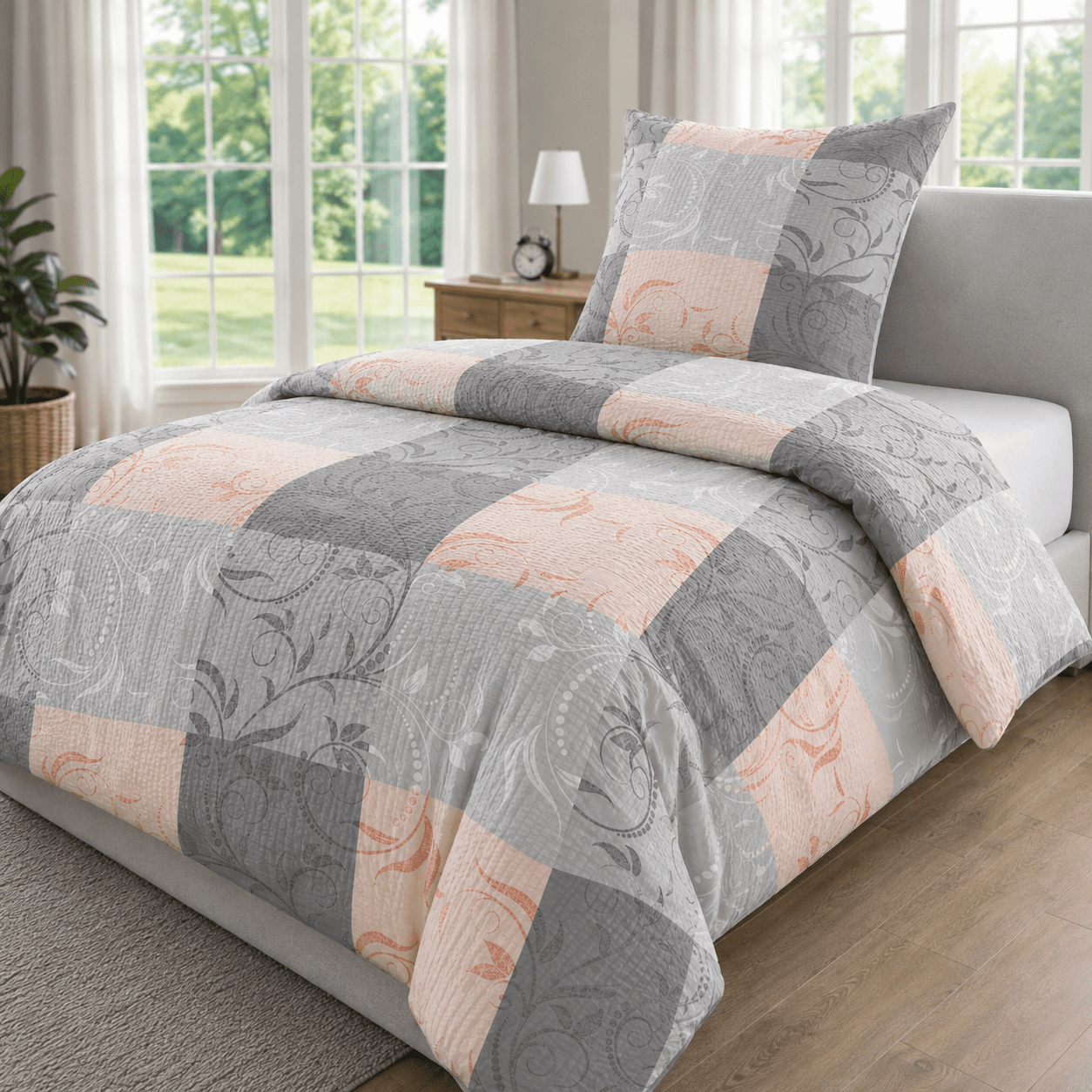 Image of Seersucker Bed Linen 135x200 155x220 200x200 200x200 240x220 Microfiber Bed Sheet Set, Crinkle Bed Linen, 1 Bed Sheet 1-2 Pillowcase 80x80 Cm, For Single Bed Or Double Bed With Zipper.