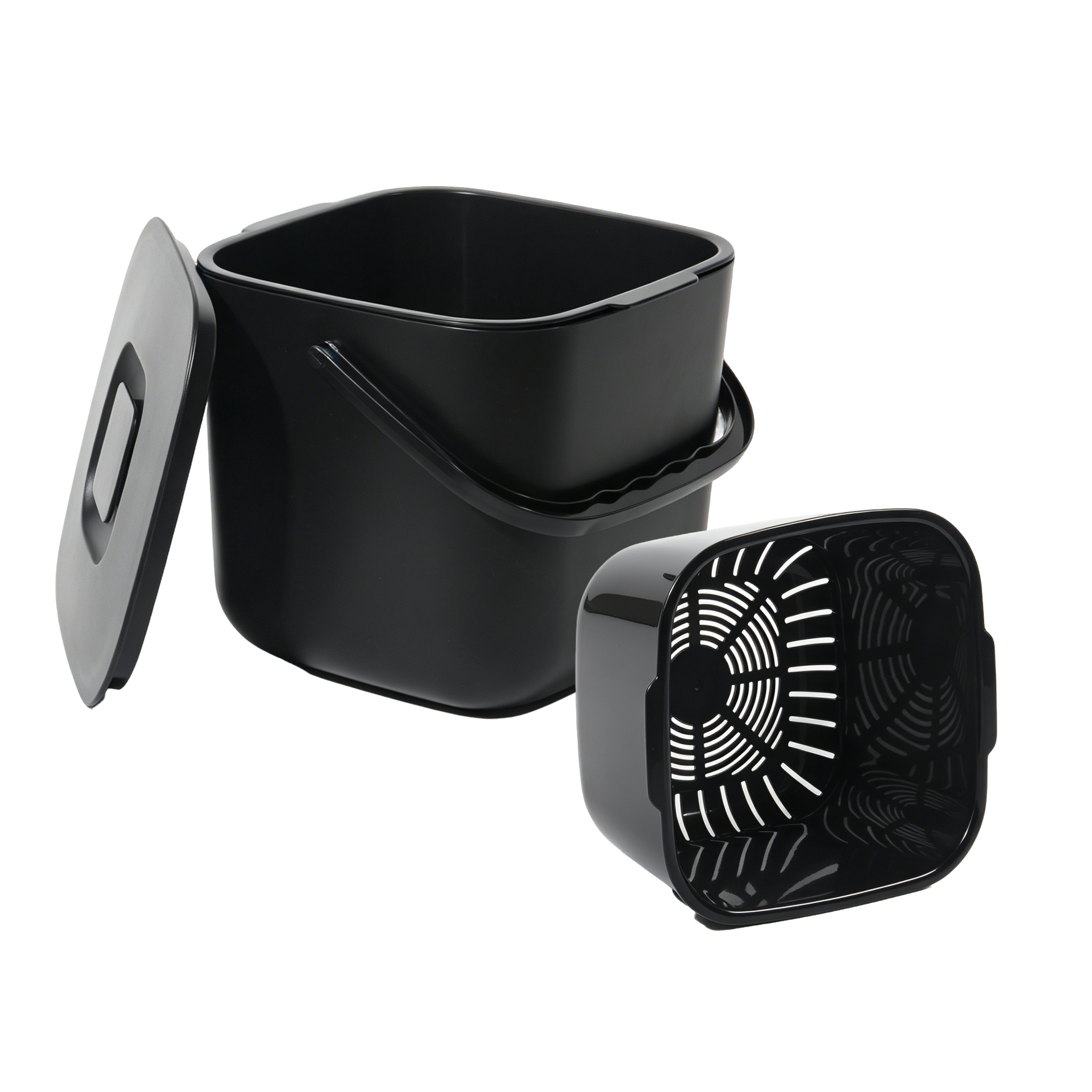 Kitchen Waste Bin 7l - Compost Bin With Removable Strainer & Lid - Odor-proof, Dishwasher Safe & Bags - Small Trash Can For Clean Kitchens