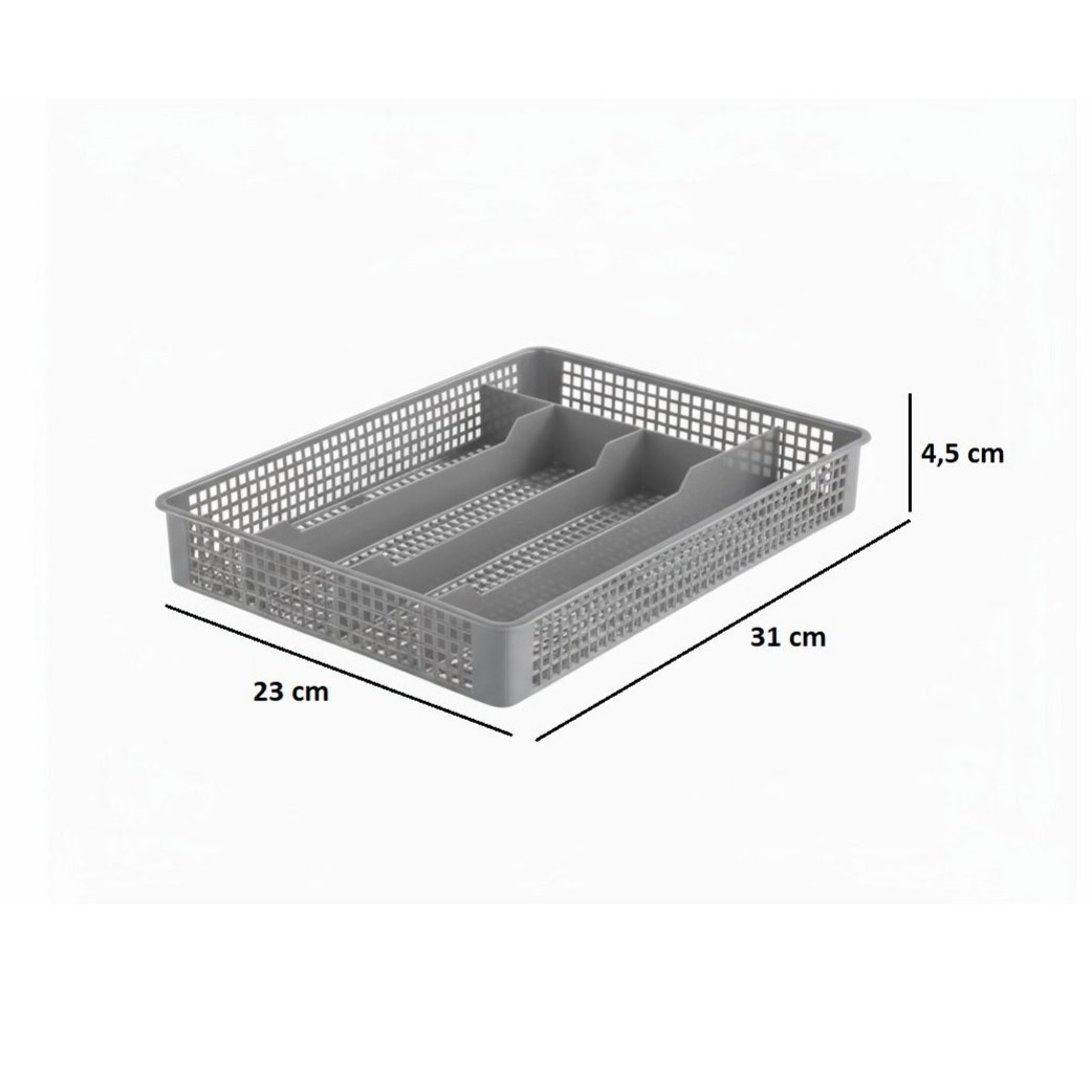 5-compartment Cutlery Tray, Smoke Grey Plastic, 31 X 4.5 Cm, Drawer Insert For Kitchen