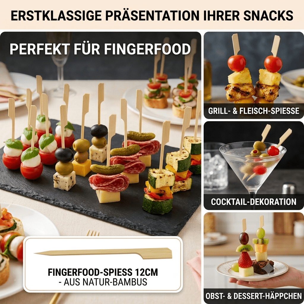 Image of Bamboo Skewers (9 Cm / 12 Cm Selectable) - Stable Bamboo Picks For Appetizer, Cheese, Burger & S