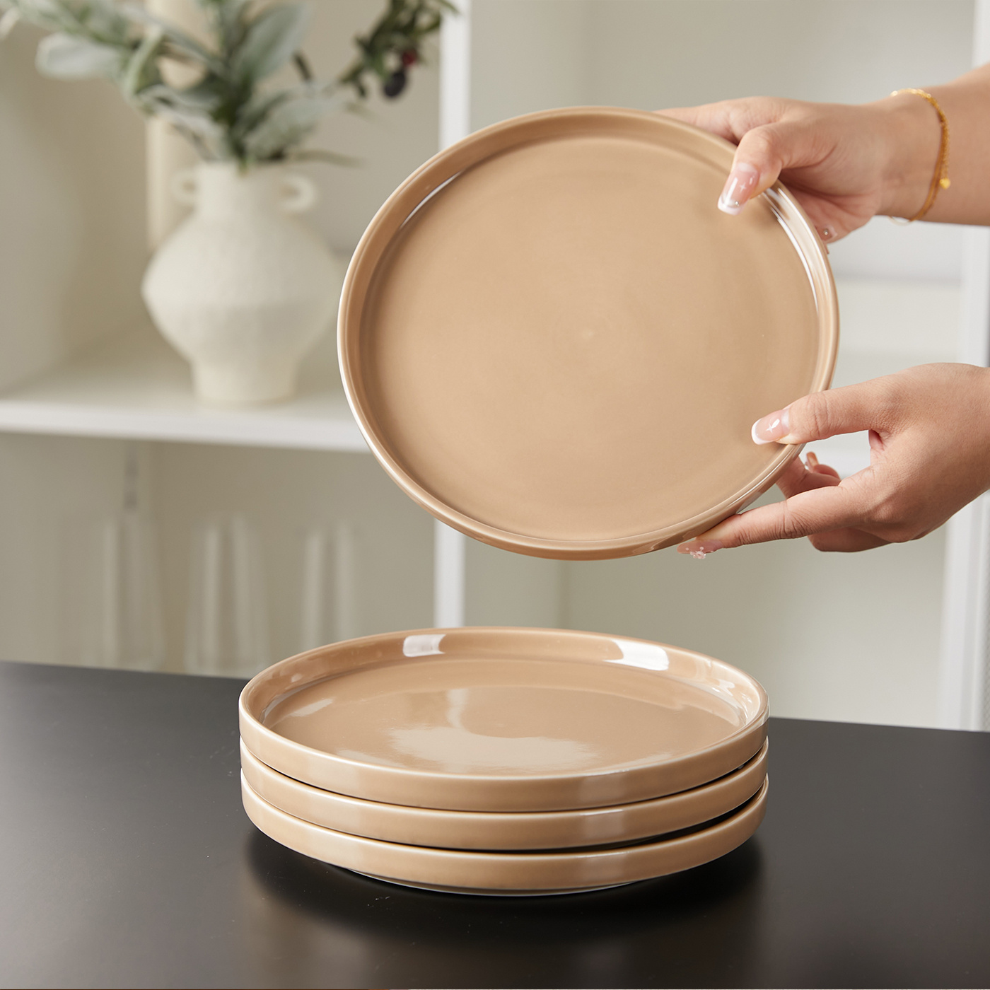 TEMU 4-piece, 8-inch, Ø21cm, Dinnerware Set, Plate Set, Dessert Plates, Salad Plates, Appetizer Plates, Vegetable Plates, And Fruit Plates. Suitable