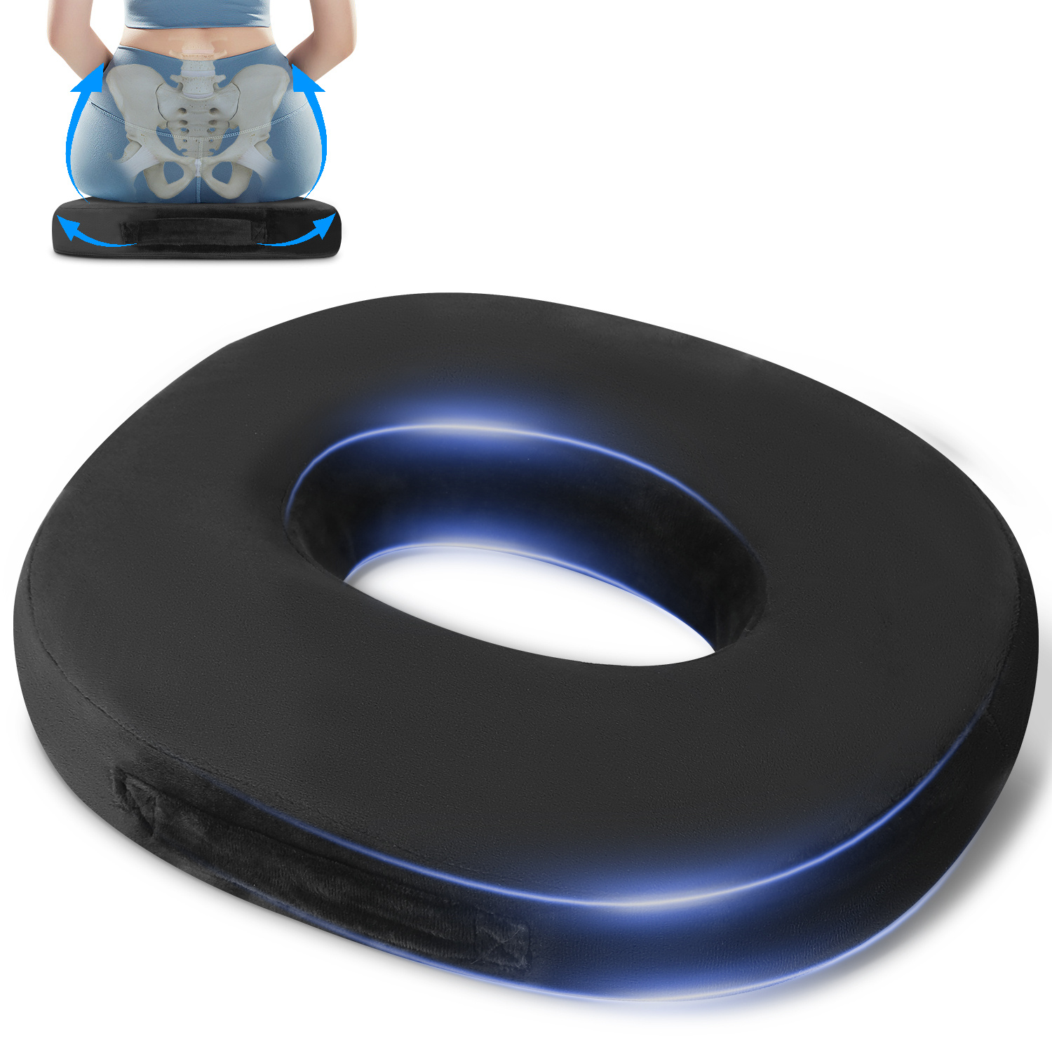 Image of 1 Cushion, Ergonomically Designed, Portable, With A Notch In , Suitable For Long- Sitting In Offices/homes/cars Or On Chairs And Tables - Soft Support And Non Slip Bottom
