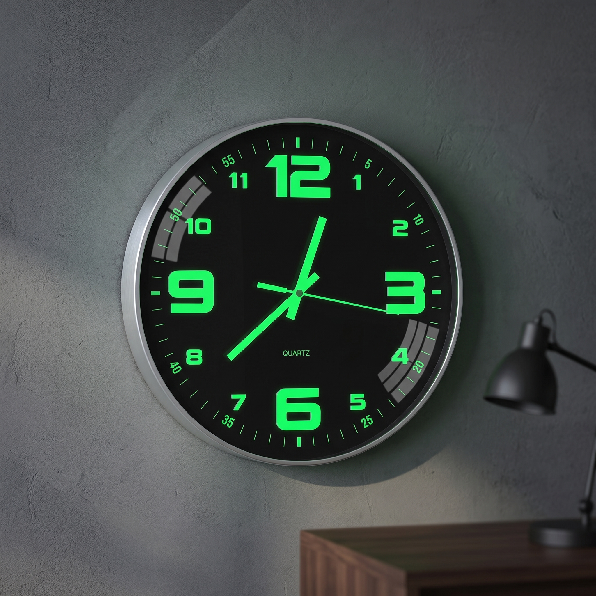 Luminescent Wall Clock - Silent Quartz Movement, Durable Glass, 30 Cm, Battery-powered - Easy To Read, Suitable For Kitchens, Living Rooms, And Bedrooms, Luminescent Wall Clock