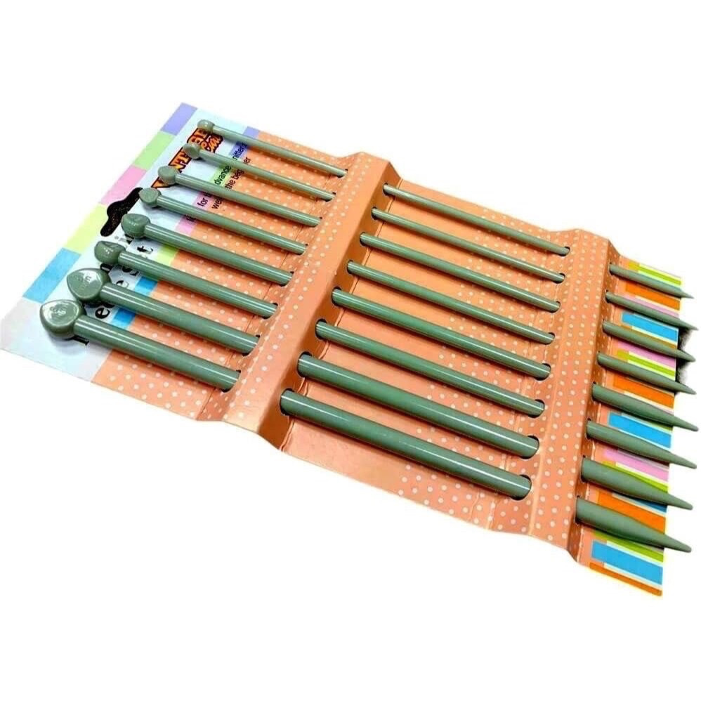 TEMU 8pcs Knitting Needle Set. 2 X 4mm. 2 X 5mm. 2 X 6mm. 2 X 8mm. Each Plastic Needle Is 25cm Long