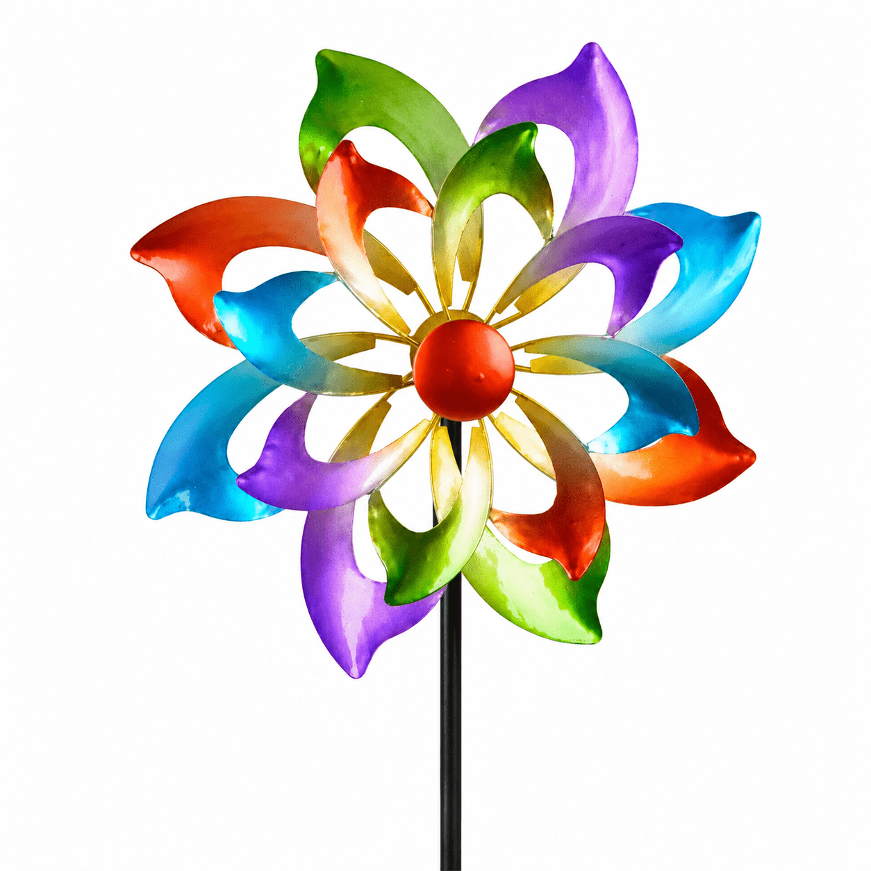 Windmill Double - Colorful Metal Garden Stake 30/122cm Garden - Ball Bearing