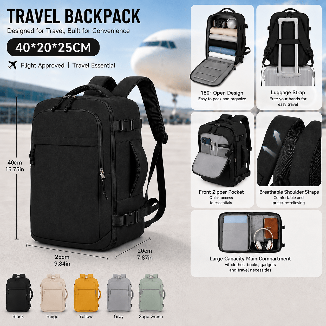 TEMU The Ryanair Local Warehouse Backpack, Measuring 40x30x20 Cm, Boasts A Large Capacity And A Of Features. Under A Seat, Has A Separate Shoe