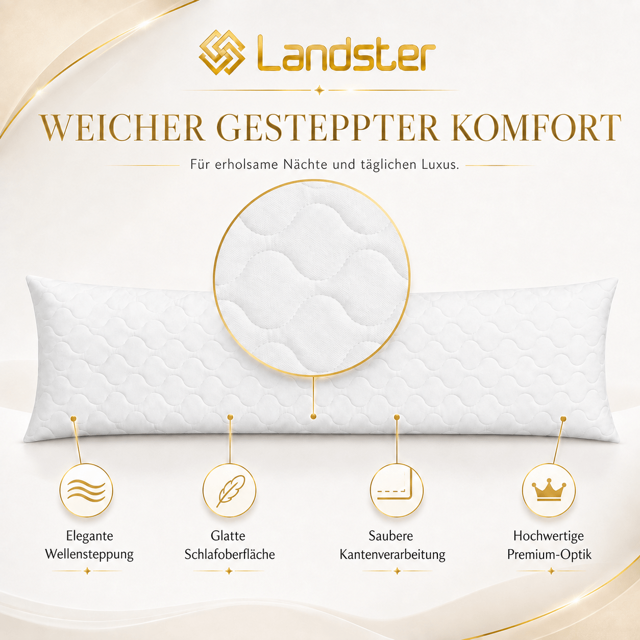 Image of Quilted Extra-long Cushion 152x40 Cm – Soft Full-body Support Pillow For Bed & Sofa
