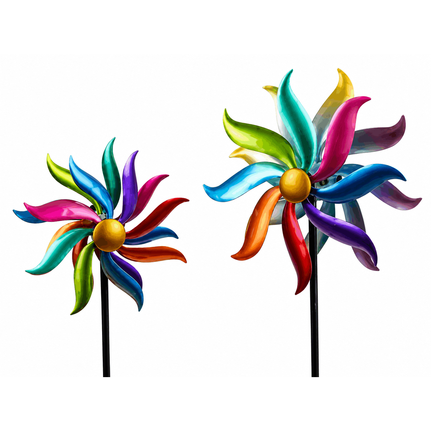 Colorful Metal Windmill With Curved For Garden And Patio
