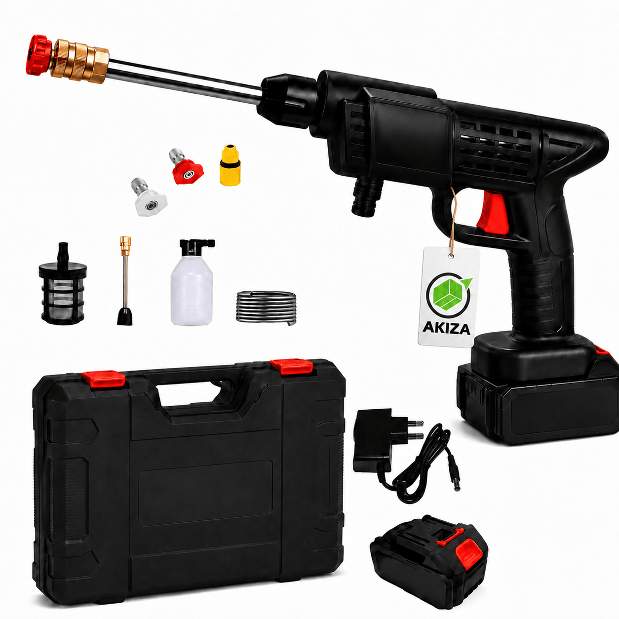 TEMU Idropulitrice Portatile Elettrica ad Pressione con 1 Batteria da 48V e Accessori Fresa per Pulizia Auto Giardino e Superfici Esterne