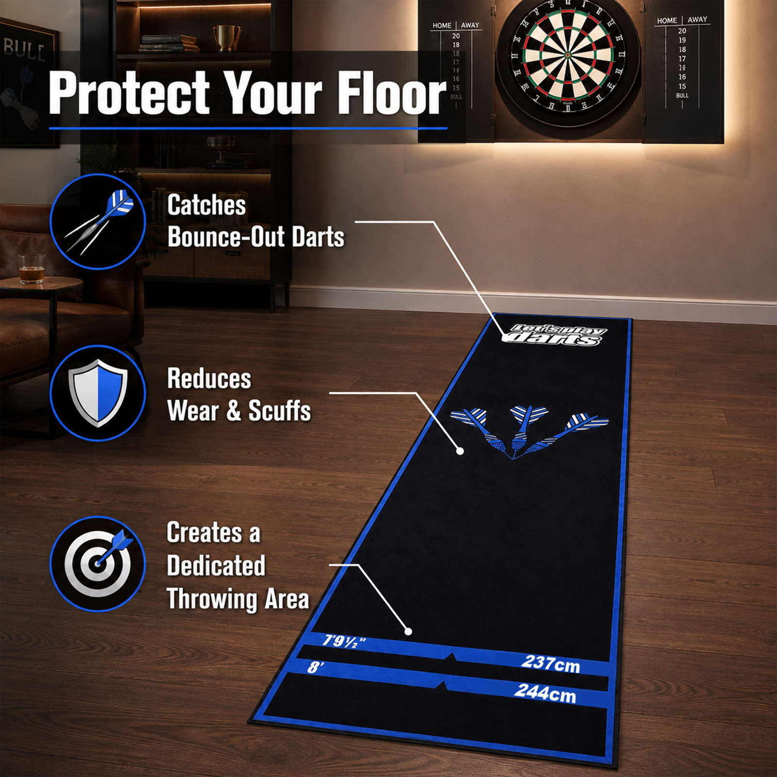 Professional Dartboard Mat for Steel and Soft-Tip Darts
