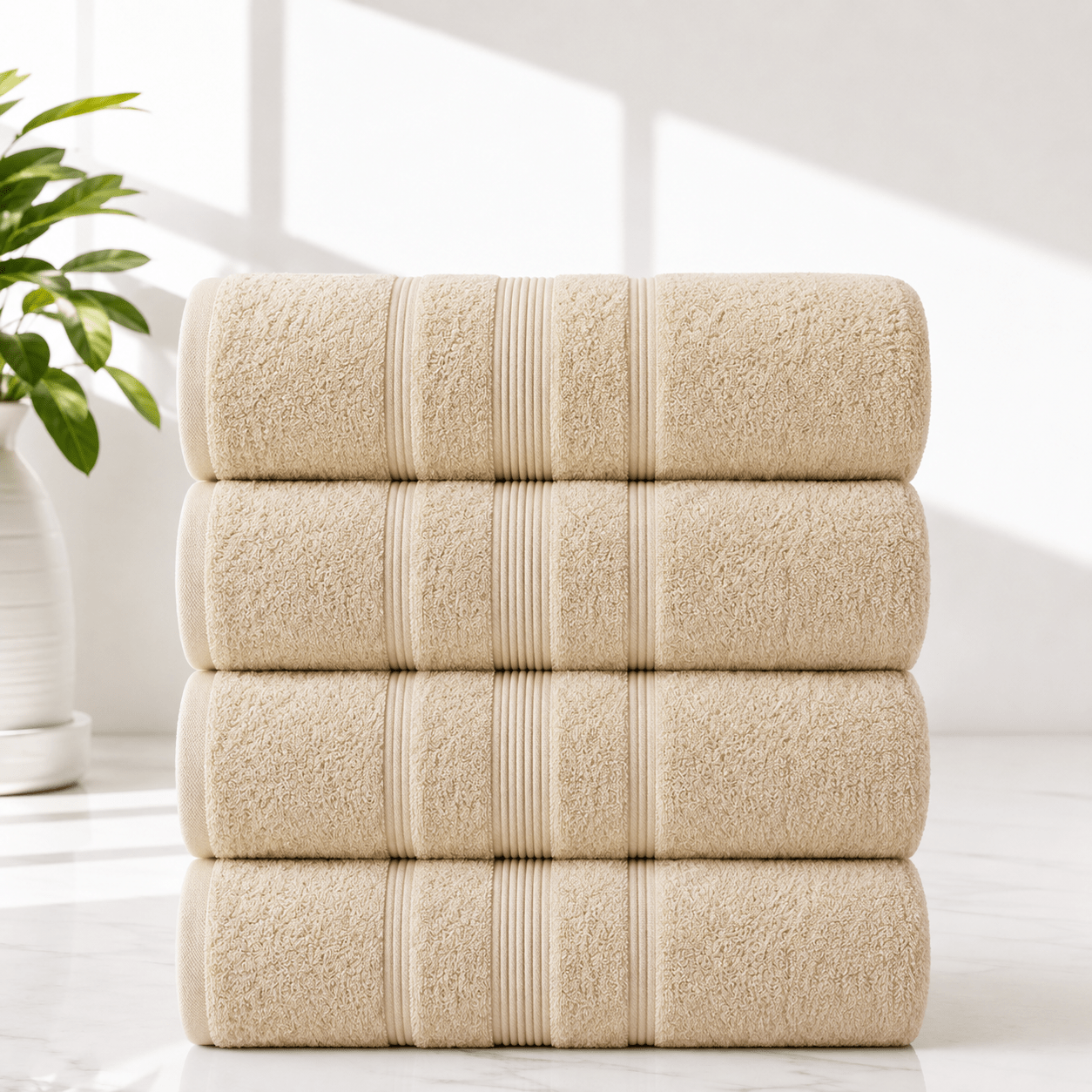 TEMU Pack Of 4 Bath Sheets 70× 155 Cm – Cotton Extra Large Bathroom Towel Set, Super Soft, Absorbent, Quick Dry, Hotel Quality Bath Towels For Home,