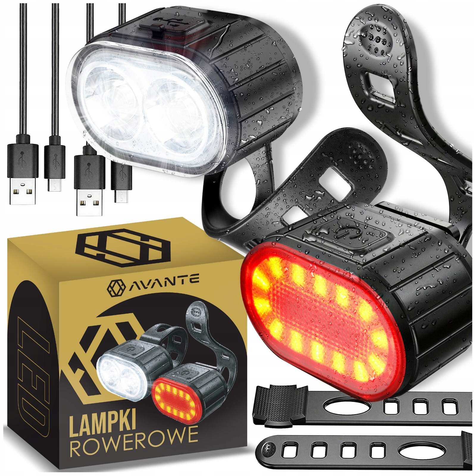 TEMU Front And Rear Led Bike Light Set, Powerful Rechargeable Battery For Bicycles. Complete Bike Lighting Set Front And Rear With - Diode. Built-in